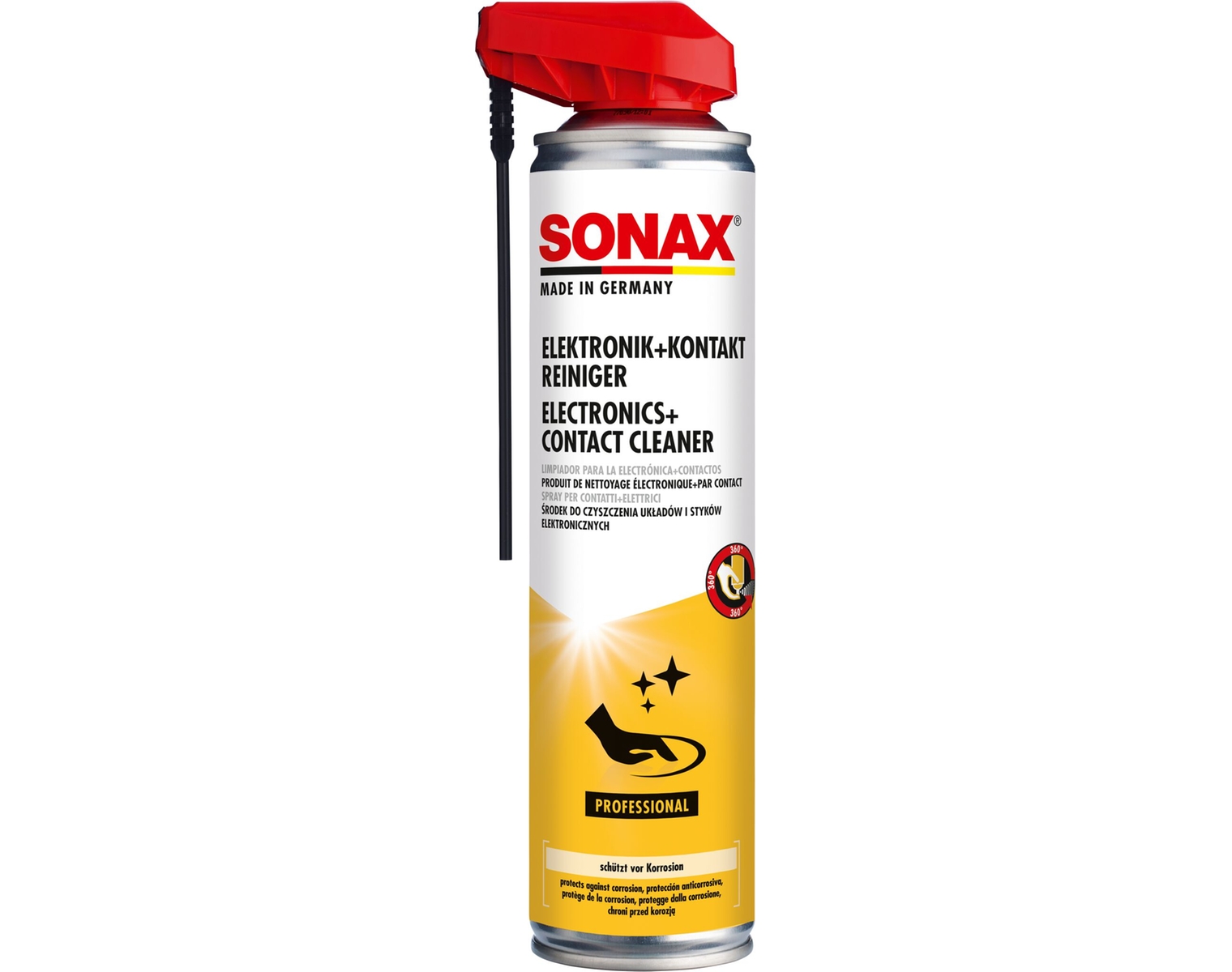SONAX PROFESSIONAL Spray pulitore contatti + Elettronica EasySpray, 400 ml