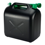 Kunststoff-Benzinkanister, 20 Liter, schwarz, mit flexiblem Ausgussstutzen