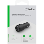 Belkin BOOST Charge Dual USB-A Chargeur pour voiture, 24W, noir