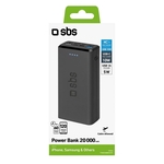 SBS Powerbank 20'000 mAh, 2× USB-A sortie, noir