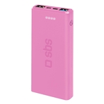 SBS Powerbank 10'000 mAh, 2× USB-A sortie, rose clair