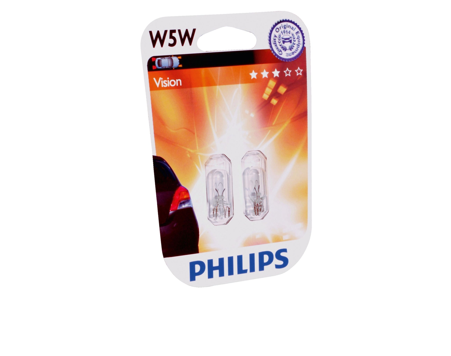 PHILIPS Autolampe 12961/2, W5W, 12 V, 5 W, Glassockel, W2,1×9,5D,Blister