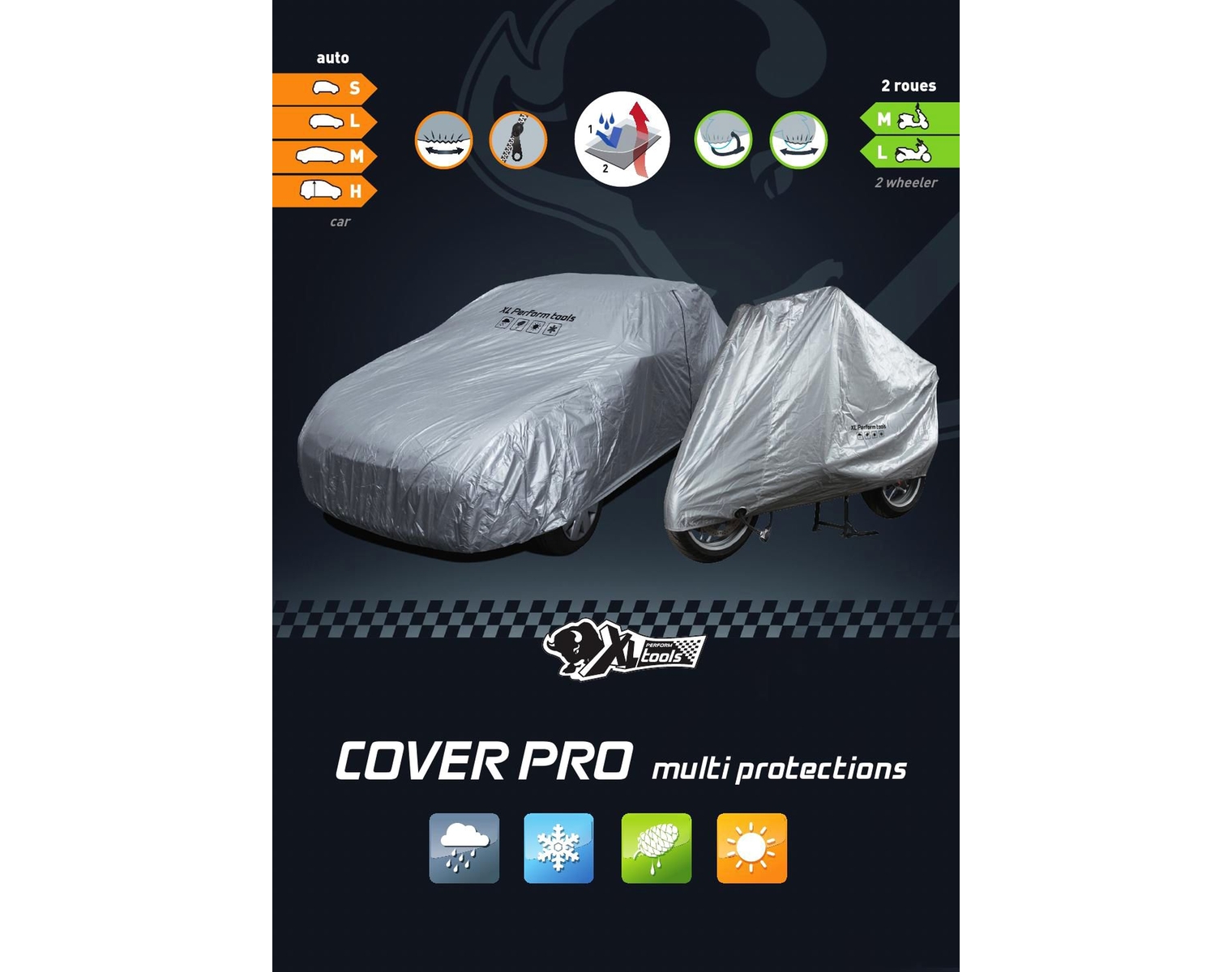 XLPT Cover Pro, Telo copriauto, misura H (Lunghezza: 4 a 5.1 m