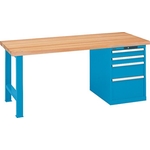 LISTA Werkbank Selection 75, 1 armoire à tiroirs, longeur 1500mm bleu