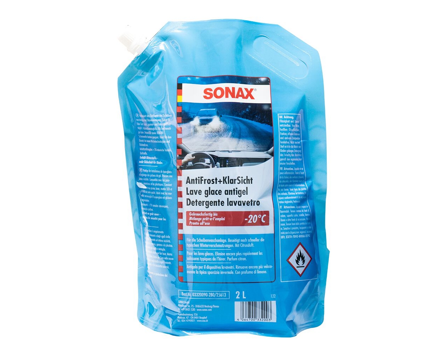 SONAX Antifrost und KlarSicht Winterfertigmischung, -20 °C, Beutel à 2 Liter