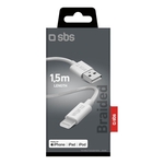 SBS Ladekabel USB auf Lightning, 1.5 m, grau