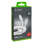 SBS Silicio-Cavo di ricarica USB-C, 1.5 m, bianco