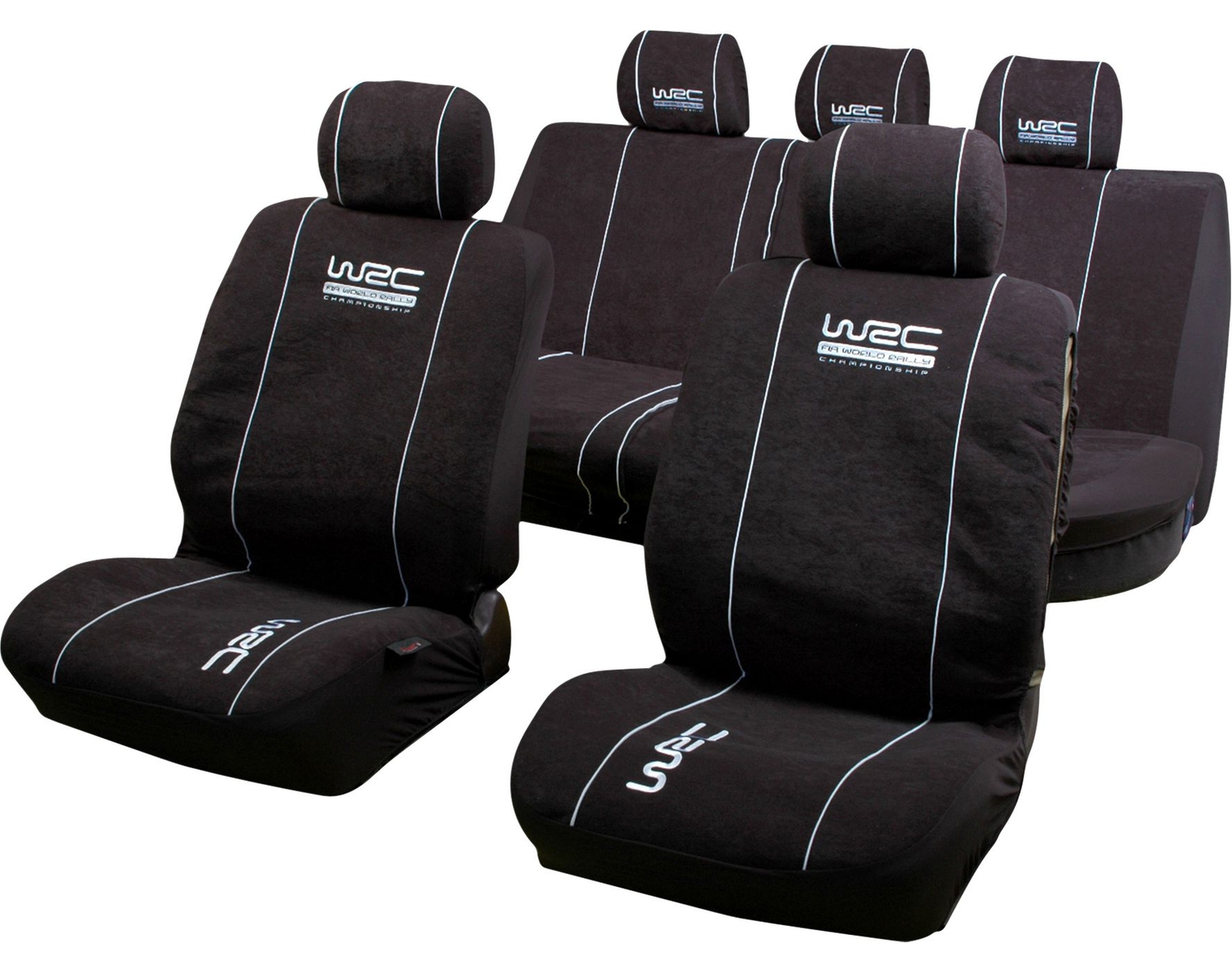 WRC Sitzbezug-Set universal Schwarz Polyester 5-tlg.