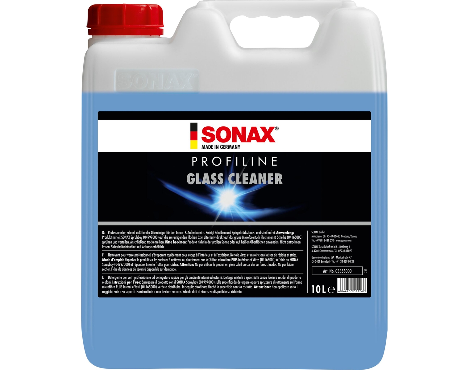 SONAX PROFILINE GlassCleaner ScheibenKlar, 335600, 10 Liter